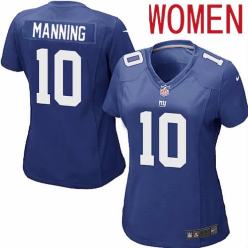 Women New York Giants #10 Eli Manning Nike Royal Game NFL Jersey